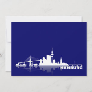 Invitation Hambourg City Skyline Karte /Klappkarte/Einladung