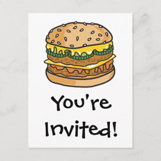 Invitation hamburger au fromage rétro