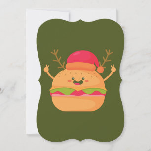 Invitation hamburger de noël moche père Noël cheeseburger
