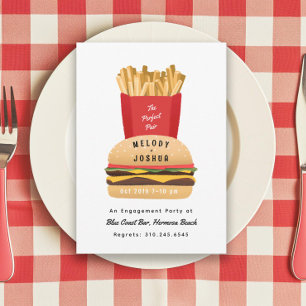 Invitation Hamburger et Fries Parfait Pair Couple’s Douche