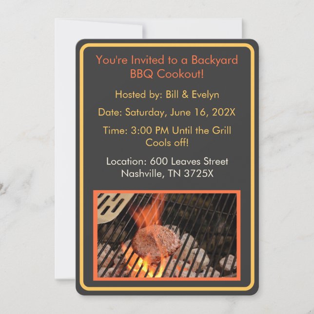 Invitation Hamburger Jardin Barbeque Cuisine (Devant)