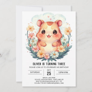 Invitation Hamster Birthday Festive Magic
