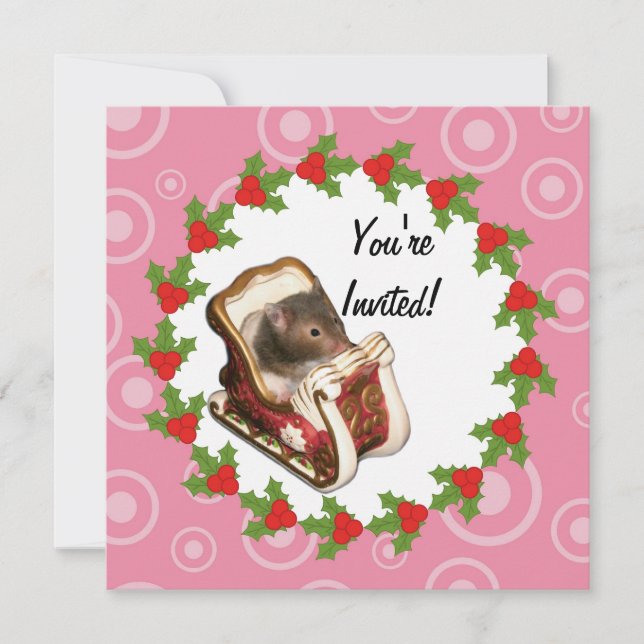 Invitation Hamster dans un traîneau (Devant)