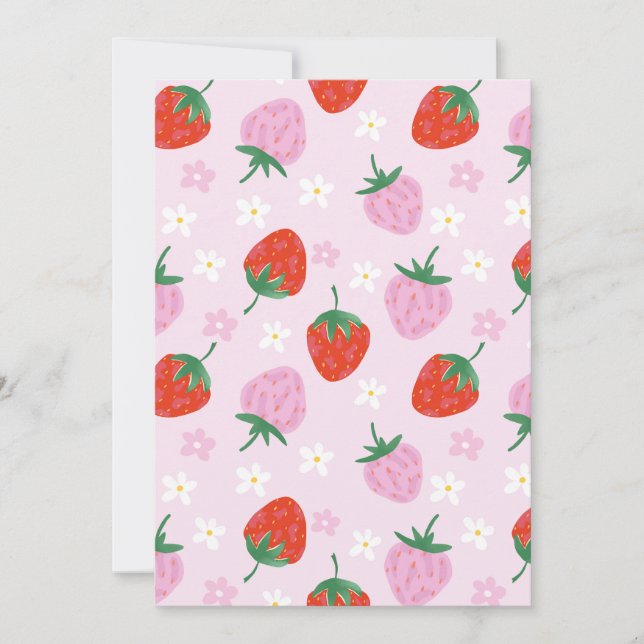 Invitation Hand-Drawn Aesthetic Strawberry Seamless Pattern  (Devant)