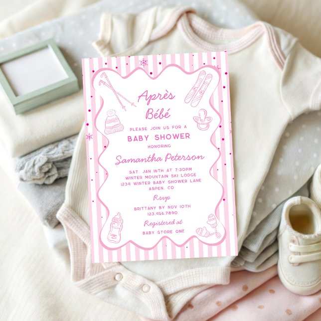 Invitation Hand Drawn Apres Bebe Apres Ski Girl Baby Shower (Créateur téléchargé)