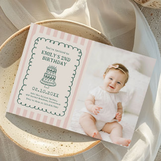 Invitation Hand Drawn Cake Quirky Unique Birthday Party Photo