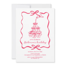 Hand Drawn Chic Pink Champagne Birthday Party