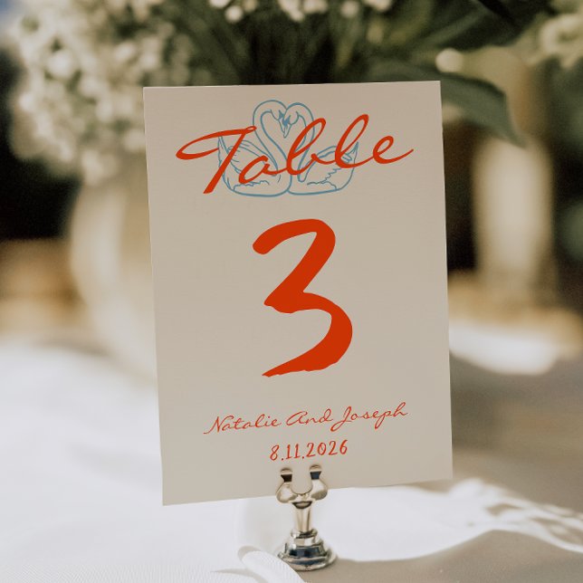 Invitation Hand Drawn Colorful Orange Wedding Table Number (Créateur téléchargé)