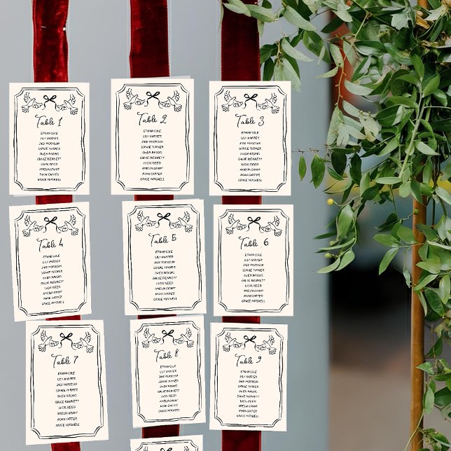 Invitation Hand drawn Funky Doodle Wedding Table Seating (Créateur téléchargé)