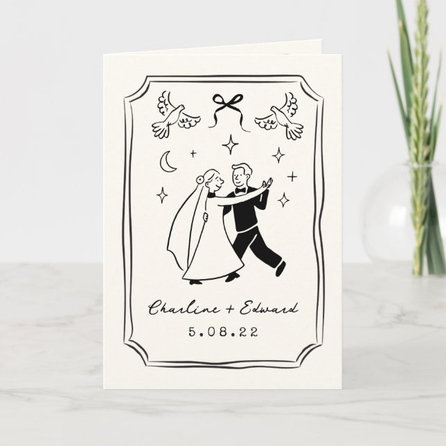 Invitation Hand Drawn Funky Drawing Handwritting Wedding  (Devant)