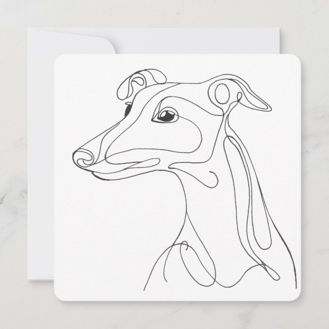 Invitation Hand Drawn Greyhound Line Art - Minimalist Design (Devant)