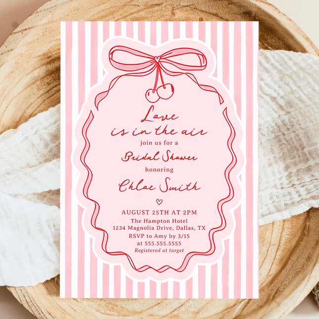 Invitation Hand Drawn Love Is In The Air Bow Bridal Shower (Créateur téléchargé)
