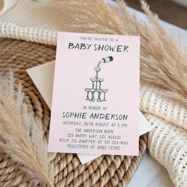 Invitation Hand Drawn Minimalist Baby Shower Party  (Créateur téléchargé)