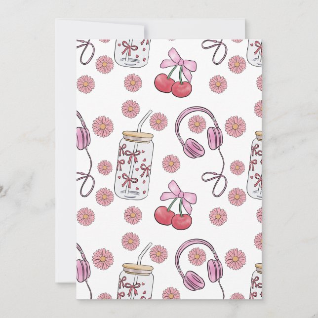 Invitation Hand-drawn Pink Girly Elements Seamless Pattern (Devant)