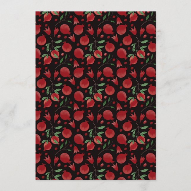 Invitation Hand-drawn Pomegranate Fruits Seamless Pattern (Devant)