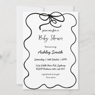 Invitation hand drawn ribbon baby shower.