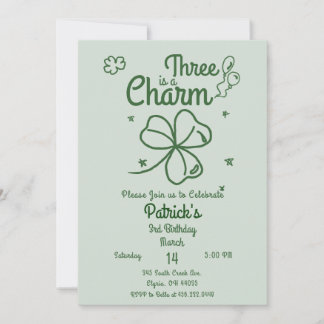 Invitation Hand Drawn Shamrock Any Age Birthday