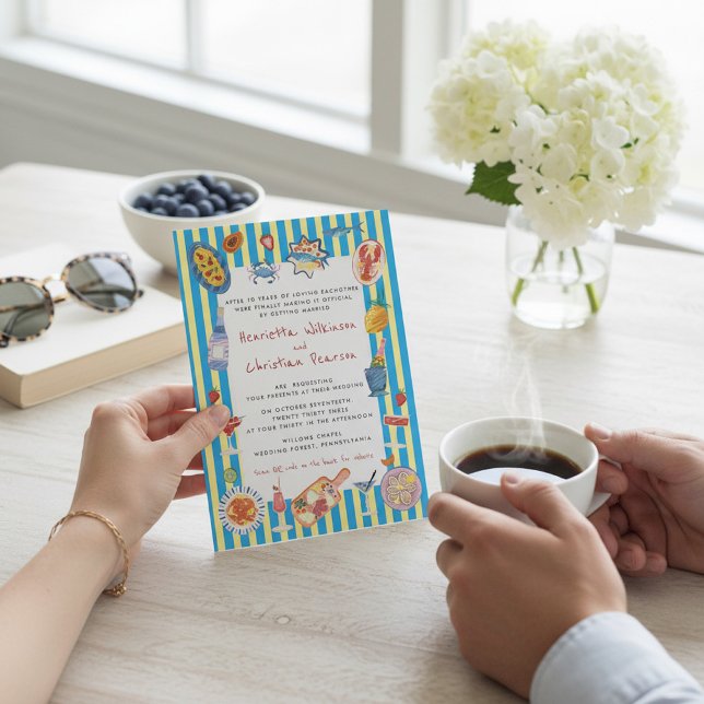 Invitation hand drawn summer seafood wedding  Celebration  (Créateur téléchargé)