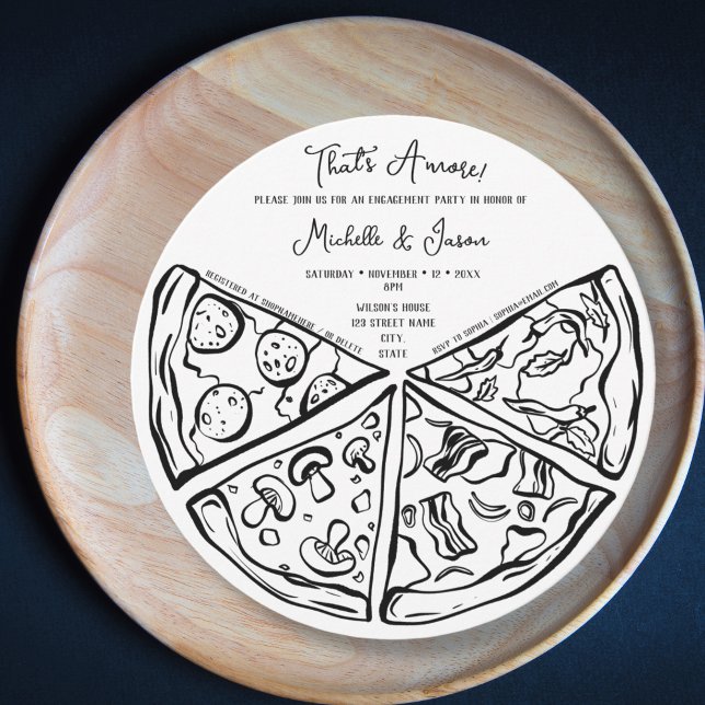 Invitation Hand Drawn That's Amore Pizza Fiançailles italien (Créateur téléchargé)