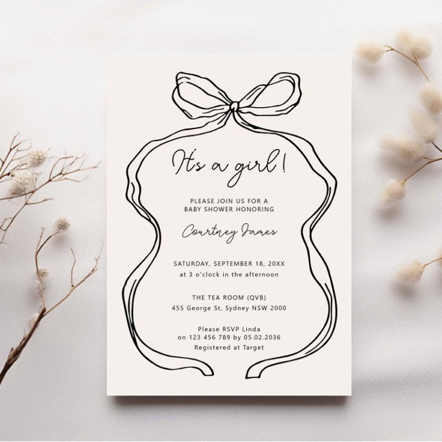 Invitation Hand Drawn Whimsical c'est un baby shower fille (Créateur téléchargé)