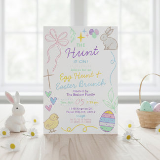 Invitation Hand Drawn Whimsical Doodles Easter Party
