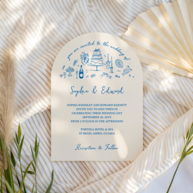 Invitation Hand-drawn whimsical line art wedding style (Créateur téléchargé)