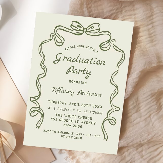 Invitation Hand Drawn Whimsical Ribbon graduation (Créateur téléchargé)