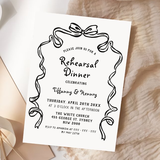 Invitation Hand Drawn Whimsical wedding rehearsal dinner  (Créateur téléchargé)