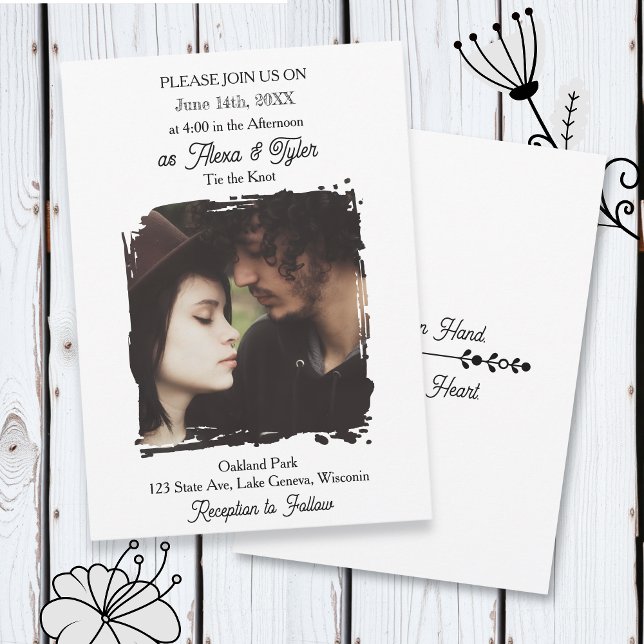 Invitation Hand in Hand, Heart to Heart | Photo Wedding (Créateur téléchargé)