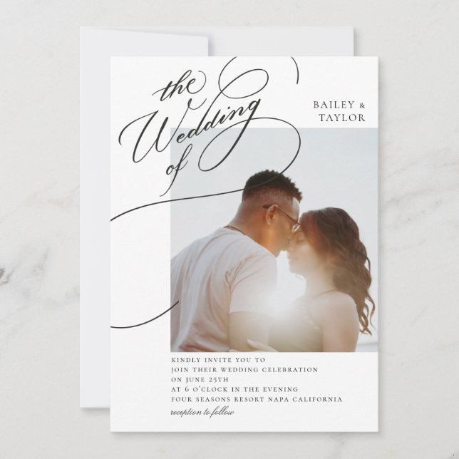 Invitation Hand Lettering Photo Wedding (Devant)
