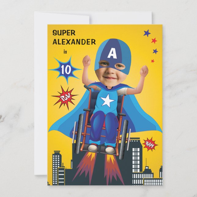 Invitation Handicap Volant Superhero Fun Anniversaire (Devant)
