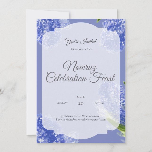 Invitation Handpainted Nowruz Greeting Card (Devant)