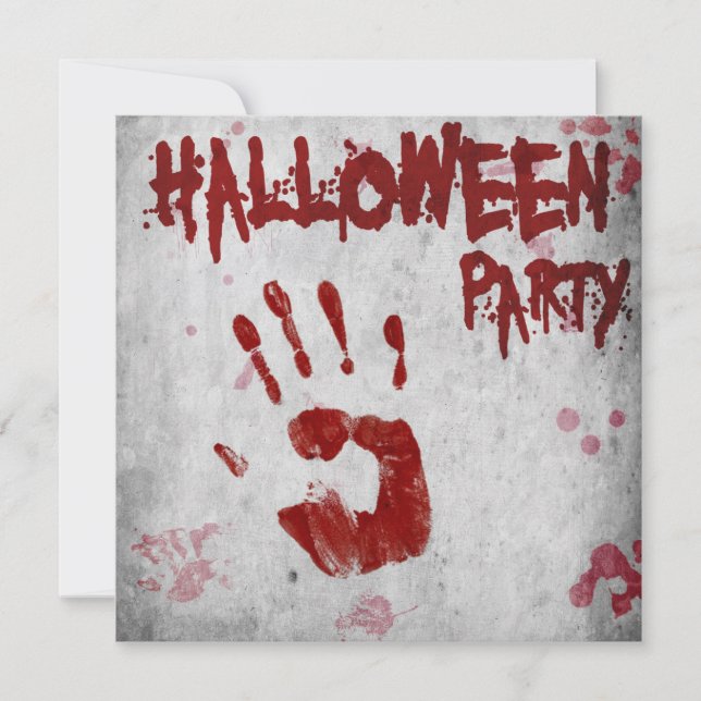 Invitation Handprint sanglant Halloween (Devant)