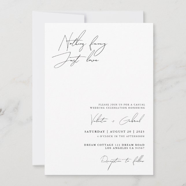 Invitation Handscript minimaliste Rien De fantaisiste Juste A (Devant)