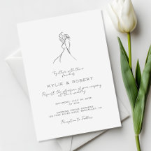 Handwritten Lovely Couple Drawn Minimalist Wedding