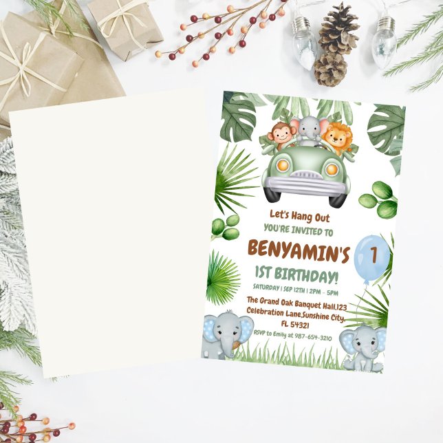Invitation Hang OuT Baby Elephant Premier anniversaire (Créateur téléchargé)