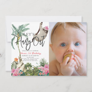 Invitation Hang Out Sloth Girl 1er Anniversaire Photo