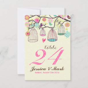 Invitation Hanging Bird Cages & Fleurs Rétro Numéro de tablea