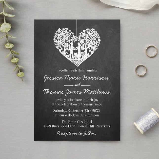 Invitation Hanging Heart Tree Chalkboard Mariage Collection (Créateur téléchargé)