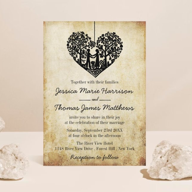 Invitation Hanging Heart Tree Vintage Wedding Collection (Créateur téléchargé)