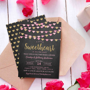 Invitation Hanging Love Hearts Petit Baby shower amoureux