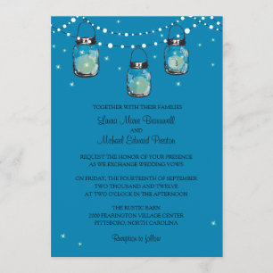 Invitation Hanging Mason Jars and Fireflies