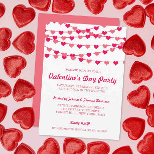 Invitation Hanging String Love Hearts Saint-Valentin