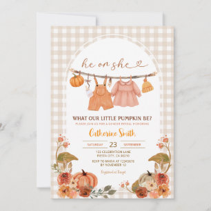 Invitation Hanging Vêtements Citrouille Genre Reveal Automne 