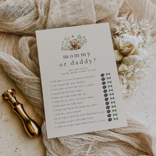 Invitation HANNAH Bear Devine Qui Maman Papa Baby shower Jeu