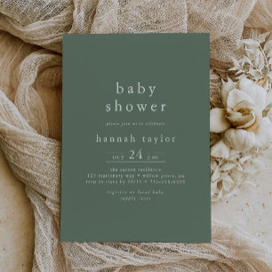 Invitation HANNAH Boho Moderne Sage Vert Simple Baby shower