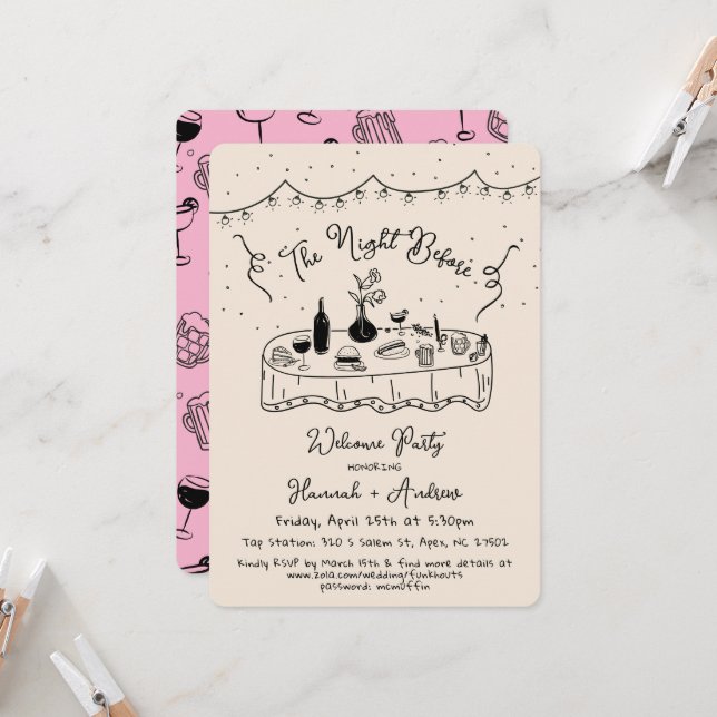 Invitation Hannah est la nuit avant la nuit de bienvenue