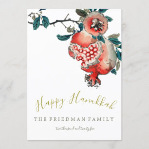 Invitation Hanoukka Elegant Light Festival Gold Pomegranate