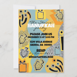 Invitation Hanoukka Happy Glitzy Art