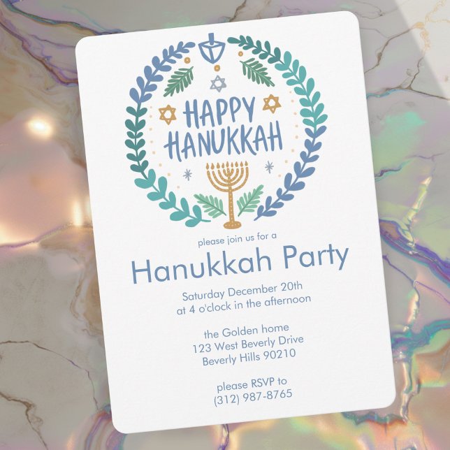 Invitation Hanoukka Holiday Party Cute Main Drake Custom (Hanukkah Holiday Party Cute Hand-Drawn Custom Invitation
)